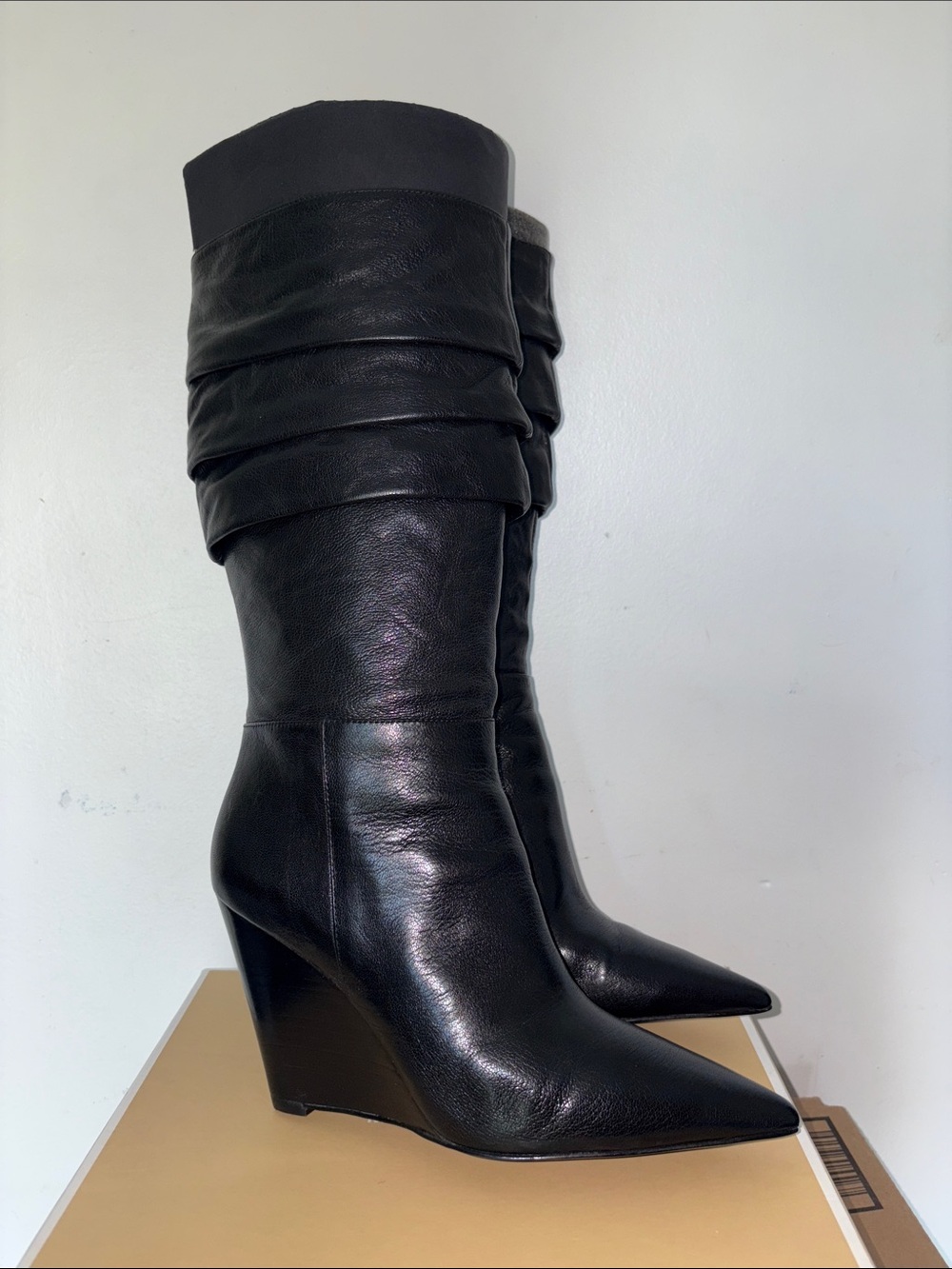 Nine West Black Leather Knee Boots size 8M